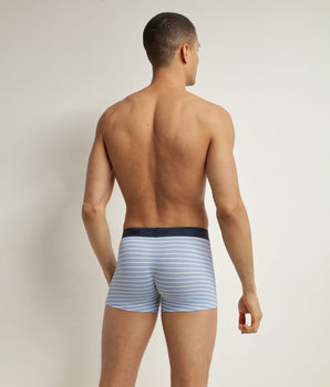 Men's stretch cotton boxer shorts Blue stripes Dim Fancy