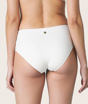 High-rise white and gold bikini bottom