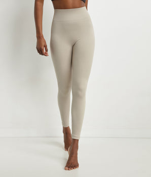 Beige women's ribbed knit leggings Dim Comfywear