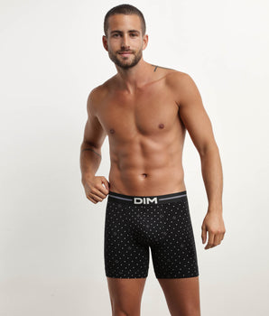 Men's microfibre boxers in Black with logomania pattern Dim Icons Essentiel