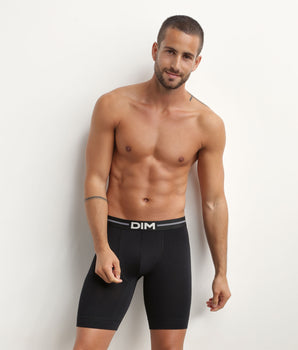 Men's long modal cotton boxers in Black Dim Icons Essentiel