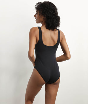 Women's Black modal cotton bodysuit with straps and square neckline Dim Icon