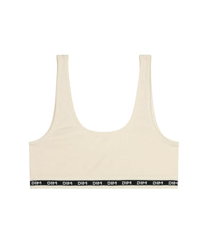 Girls' ribbed fabric bralette in Beige Ivory Dim Icons