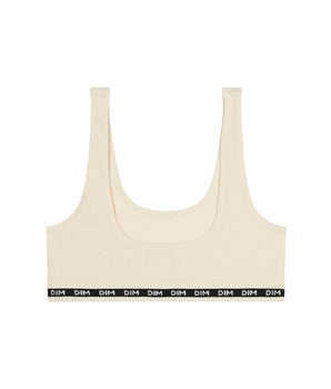 Girls' ribbed fabric bralette in Beige Ivory Dim Icons