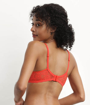 Red flower lace full cup bra Generous Limited Edition