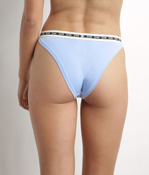 Blue cotton modal tanga with contrasting waistband Dim Icons Essentiel