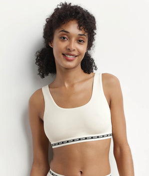 Modal polyamide wireless Beige crop top bra  Dim Icons Essentiel