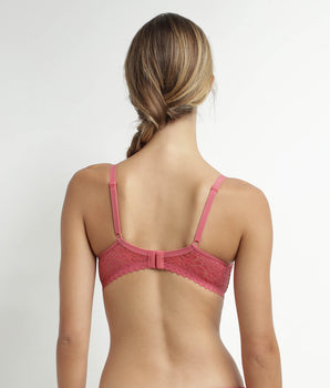 Underwired push-up bra in pink floral lace Dim Daily