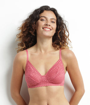 Floral lace triangle bra Dim Daily Pink