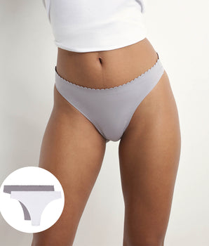 Pack of 2 women's tangas in gray and white microfibre Body Touch Easy