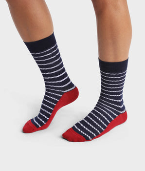 Men's socks made in France in blue with a striped pattern Monsieur Dim