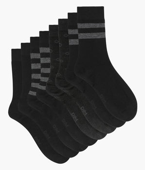 Pack of 4 pairs of men's striped cotton socks in Black EcoDim Style