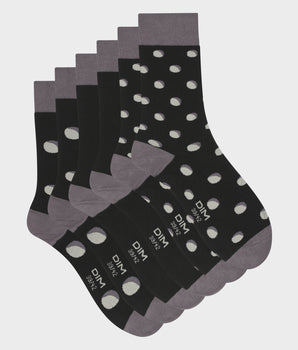 Pack of 3 pairs of men's polka dot socks in Gray Black EcoDim Style