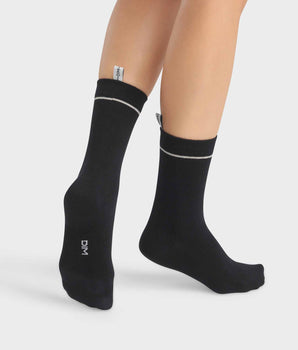 Black Unisex ribbed modal cotton socks Dim Icons