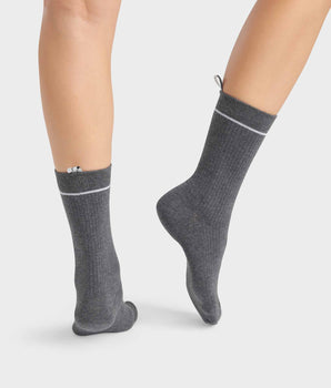 Gray Unisex ribbed modal cotton socks Dim Icons