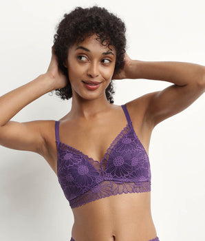 Padded lace triangle bra in Purple DIM Fleur