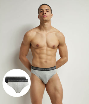 Pack of 2 briefs men's Black Pearl Grey organic cotton Dim Good