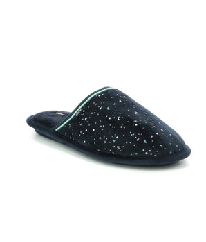 Men's black and blue memory foam slippers