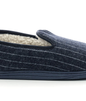 Men's navy blue striped slippers