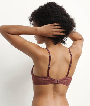 Underwired graphic lace push-up bra in Cacao Mod de Dim