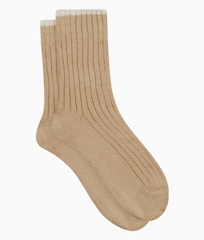 Women's plain rib knit socks Vanilla Beige Dim Bamboo