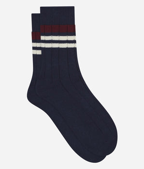 Men's ribbed striped socks Navy Dim Bamboo