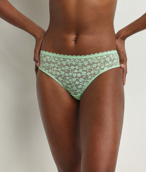 Women's Water Green Floral Lace Midi Brief Daisy Lace