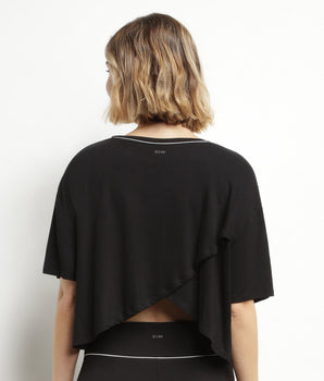 Women's sport t-shirt in black viscose with open back Dim Move