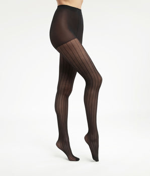 Women's sheer tights with linear pattern Black Dim Style