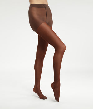 Women's semi-opaque tights in shiny lurex Copper Brown Dim Style