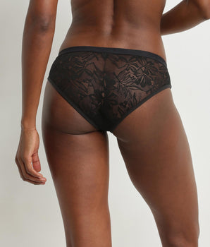 Women's black lace midi panties with Mod foliage by Dim