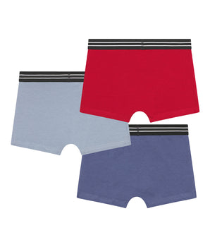 Pack of 3 Ecodim Carmine Red Blue stretch cotton boxer shorts for boys