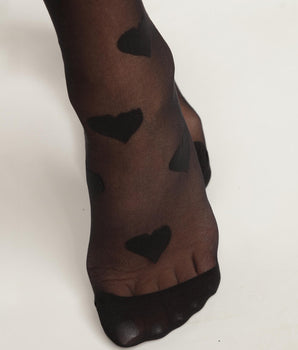 Women's black transparent voile socks with hearts Dim Style