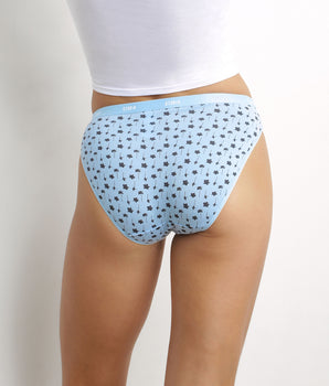 Pack of 5 women's stretch cotton floral briefs Blue Les Pockets