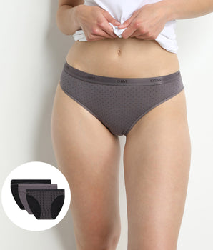 Pack of 3 pairs of Les Pockets Coton bikini knickers in black