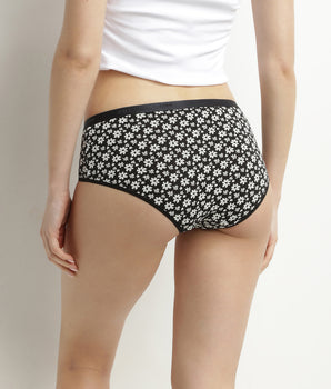 Pack of 3 women's stretch cotton floral boxer shorts White Black Les Pockets