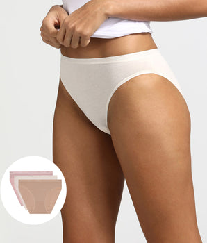 Pack of 3 pairs of Les Pockets Coton knickers in nude/pink/pearl