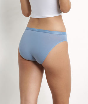 Pack of 3 women's stretch cotton briefs Grey Blue White Les Pockets Ecodim