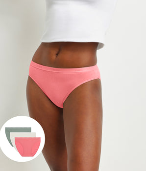 Pack of 3 The Pockets EcoDim Pink Salmon Green stretch cotton panties