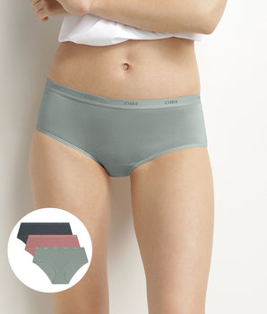 Pack of 3 Women's Cotton Boxer Briefs Grey Pink Green The Pockets EcoDim