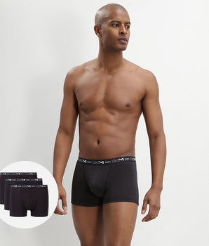 Pack of 3 pairs of black stretch cotton trunks for men