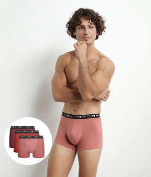 Pack of 3 Men's Marsala Chocolate Dim Cotton Stretch Boxers