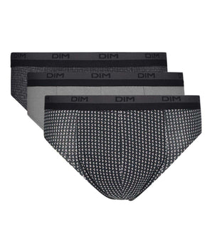 Dim print Pack of 3 men's grey check cotton briefs